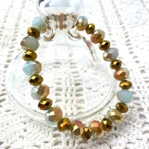 Gold Opalescent Beaded Stackable Stretch Bracelet